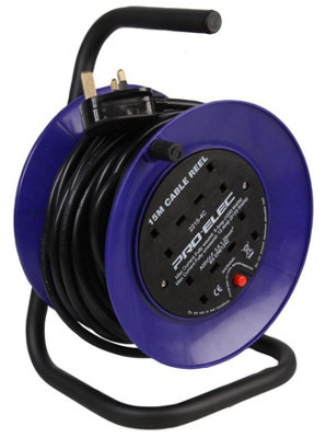 2 Gang Outdoor Mains Extension Reel, 25m, IP54 - Pro Elec