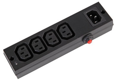 PRO ELEC - 4 Way IEC Distribution Block with Overload Switch