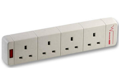 PRO ELEC - 4-Way Surge Protected Extension Socket with Neon Indicator