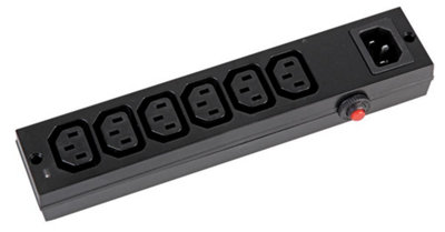 PRO ELEC - 6 Way IEC Distribution Block with Overload Switch