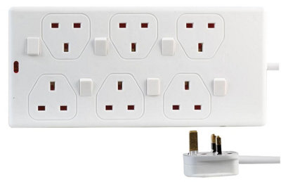 PRO ELEC - 6 Way Individually Switched Extension Lead, 1m, White Price Comparisons | Compare The Build