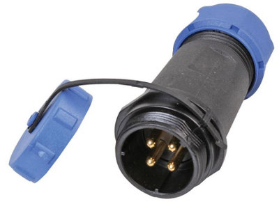 PRO ELEC - Circular Threaded Connector Inline Plug, 4-Pole, 7-12mm, IP68