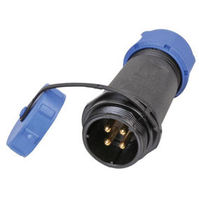 PRO ELEC - Circular Threaded Connector Inline Plug, 4-Pole, 7-12mm, IP68