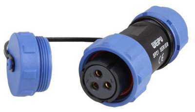 PRO ELEC - Circular Threaded Inline Connector Socket, 3-Pole, 7-12mm, IP68