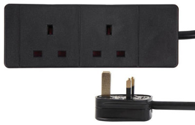 PRO ELEC - Mains Extension Lead, 2 Gang, 7.5m, Black