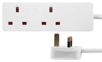PRO ELEC - Mains Extension Lead, 2 Gang, 7.5m, White