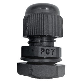 PRO ELEC - Nylon Cable Gland, PG7, 3-6.5mm Cable Range, Black, IP68