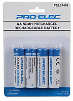 PRO ELEC - Pre-Charged NiMH Rechargeable AA Batteries, 2000mAh 4 Pack