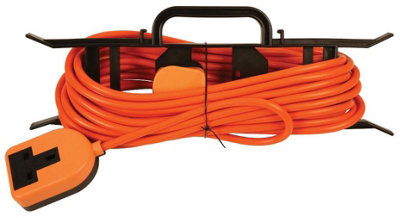 PRO ELEC - Rubber Mains Extension Lead with 'H' Frame, 1 Gang, 13A, 10m, Orange