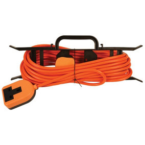 PRO ELEC - Rubber Mains Extension Lead with 'H' Frame, 1 Gang, 13A, 10m, Orange