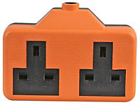 PRO ELEC - Rubberised 2-Way Extension Socket 13A Orange