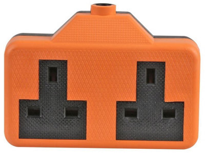 PRO ELEC - Rubberised 2-Way Extension Socket 13A Orange