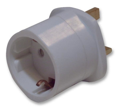 PRO ELEC - Schuko to UK Plug Travel Adaptor White