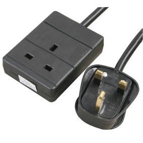 PRO ELEC - Single Socket Extension Lead, 1m Black