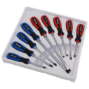 Pro Go Through Screwdriver Set 9pc Magnetic Slotted & Pozi Tips (Neilsen CT4031)