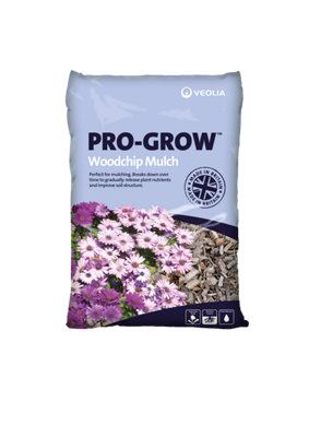 Pro-Grow 70L Woodchip Mulch (Full Pallet 3360L): Ideal to supress weeds, retain moisture and protect plant roots.