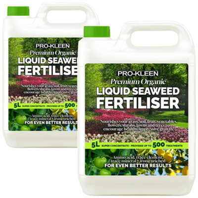 Pro-Kleen 10L Liquid Seaweed Fertiliser Ascohyllum Seaweed Extract for Grass Vegetables Fruit Flowers Shrubs Lawns Trees