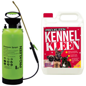 Pro-Kleen 10L Pump Sprayer with Pro-Kleen 5L Kennel Kleen Cherry For Catteries, Hutches, Aviaries, Patios, Artificial Grass