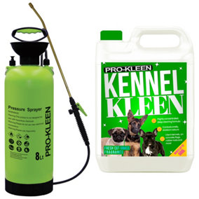 Pro-Kleen 10L Pump Sprayer with Pro-Kleen 5L Kennel Kleen Cut Grass For Catteries, Hutches, Aviaries, Patios, Artificial Grass