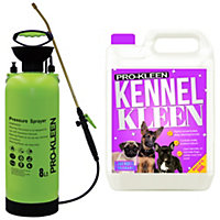 Pro-Kleen 10L Pump Sprayer with Pro-Kleen 5L Kennel Kleen Lavender For Catteries, Hutches, Aviaries, Patios, Artificial Grass