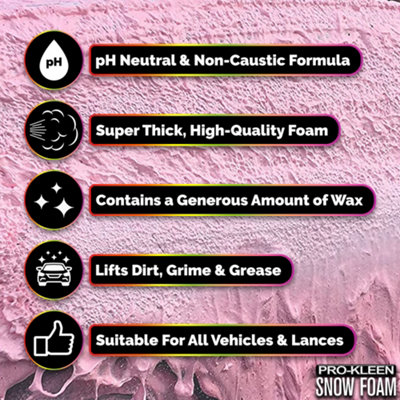 Pro-Kleen 10L Strawberry Milkshake PINK Snow Foam with Wax Super Thick & Non-Caustic Foam
