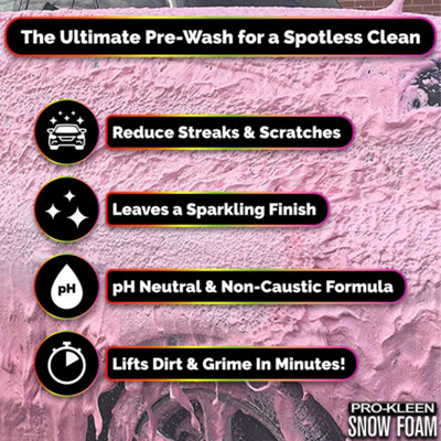 Pro-Kleen 10L Strawberry Milkshake PINK Snow Foam with Wax Super Thick & Non-Caustic Foam - 3