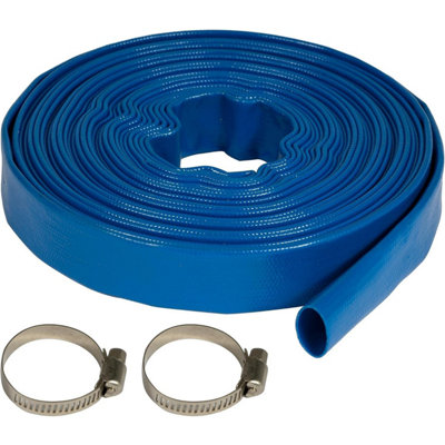 Pro-Kleen 15M PVC Heavy Duty Layflat Submersible Pump Hose For Flood Water, Hot Tubs, Ponds