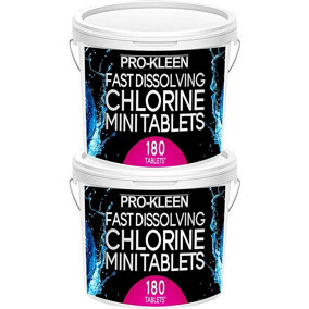 Pro-Kleen 2.7g x2 Stabilised Fast Dissolving Mini Chlorine Tablets - Sanitises and Disinfects Hot Tubs, Spas and Small Pools
