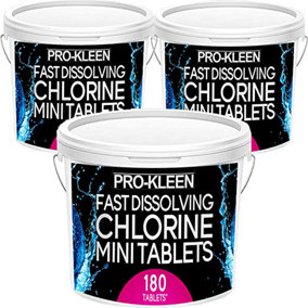 Pro-Kleen 2.7g x3 Stabilised Fast Dissolving Mini Chlorine Tablets - Sanitises and Disinfects Hot Tubs, Spas and Small Pools
