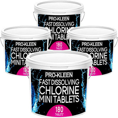 Pro-Kleen 2.7g x4 Stabilised Fast Dissolving Mini Chlorine Tablets - Sanitises and Disinfects Hot Tubs, Spas and Small Pools