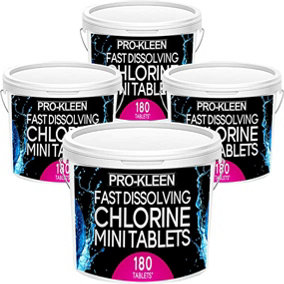 Pro-Kleen 2.7g x4 Stabilised Fast Dissolving Mini Chlorine Tablets - Sanitises and Disinfects Hot Tubs, Spas and Small Pools
