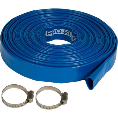 Pro-Kleen 20M PVC Heavy Duty Layflat Submersible Pump Hose For Flood Water, Hot Tubs, Ponds