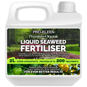 Pro-Kleen 2L Liquid Seaweed Fertiliser Ascophyllum Seaweed Extract for Grass Vegetables Fruit Flowers Shrubs Lawns & Trees