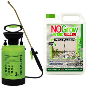 Pro-Kleen 3L Pump Sprayer with Pro-Kleen 5L No Grow Weed & Moss Killer