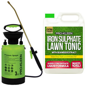 Pro-Kleen 3L Pump Sprayer with Pro-Kleen Liquid Iron Sulphate 5L Grass Greener & Turf Hardener