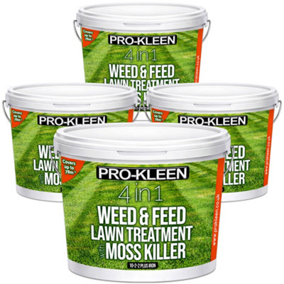 Pro-Kleen 4 in 1 Weed and Feed Lawn Treatment with Moss Killer - Greens ...