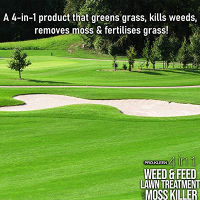Pro-Kleen 4 in 1 Weed and Feed Lawn Treatment with Moss Killer - Greens ...