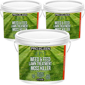 Pro-Kleen 4 in 1 Weed and Feed Lawn Treatment with Moss Killer - Greens Grass, Kills Weeds & Moss & Fertilises Grass 7.5kg