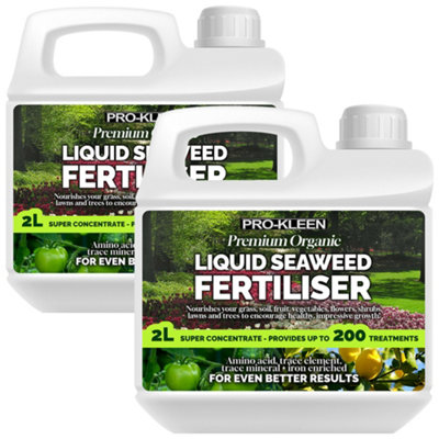 Pro-Kleen 4L Liquid Seaweed Fertiliser Ascophyllum Seaweed Extract for Grass Vegetables Fruit Flowers Shrubs Lawns Trees