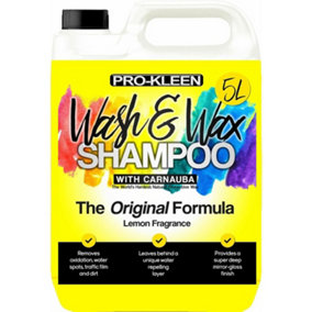 Pro-Kleen 5 Litres Carnauba Wash and Wax Shampoo (Yellow - Lemon Fragrance)
