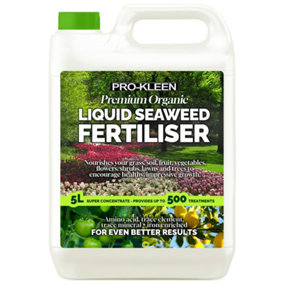 Pro-Kleen 5L Liquid Seaweed Fertiliser Ascophyllum Seaweed Extract for Grass Vegetables Fruit Flowers Shrubs Lawns Trees