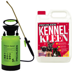 Pro-Kleen 5L Pump Sprayer with Pro-Kleen 5L Kennel Kleen Cherry For Catteries, Hutches, Aviaries, Patios, Artificial Grass