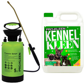 Pro-Kleen 5L Pump Sprayer with Pro-Kleen 5L Kennel Kleen Cut Grass For Catteries, Hutches, Aviaries, Patios, Artificial Grass