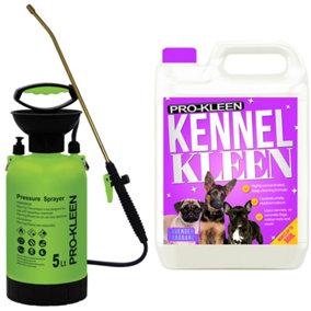 Pro-Kleen 5L Pump Sprayer with Pro-Kleen 5L Kennel Kleen Lavender For Catteries, Hutches, Aviaries, Patios, Artificial Grass