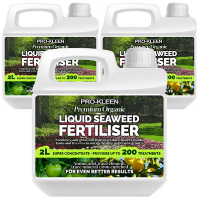 Pro-Kleen 6L Liquid Seaweed Fertiliser Ascophyllum Seaweed Extract for Grass Vegetables Fruit Flowers Shrubs Lawns Trees