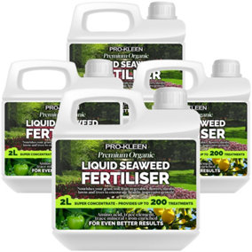 Pro-Kleen 8L Liquid Seaweed Fertiliser Ascophyllum Seaweed Extract for Grass Vegetables Fruit Flowers Shrubs Lawns Trees