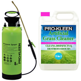 Pro-Kleen 8L Pump Sprayer with Pro-Kleen Artificial Grass Cleaner 5L Floral Fragrance