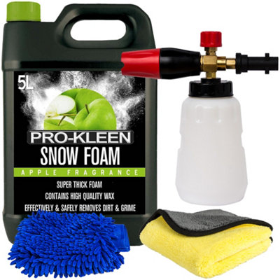 Pro-Kleen Apple Snow Foam, Karcher K Series Snow Foam Lance & Microfibre Cloth & Mitt Pressure Washer