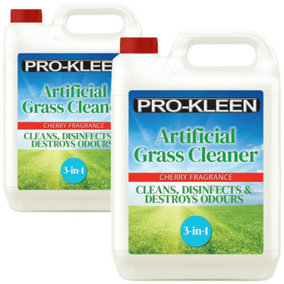 Pro-Kleen Artificial Grass Cleaner and Disinfectant - 2x5L Makes 30 Litres - Perfect for Homes with Dogs Cherry Fragrance