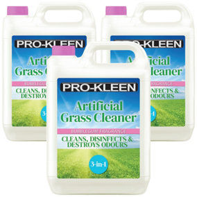 Pro-Kleen Artificial Grass Cleaner and Disinfectant 3 x 5L Super Concentrate Makes 45 Litres Perfect for Homes with Dogs.